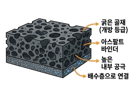 배수성 아스콘 단면